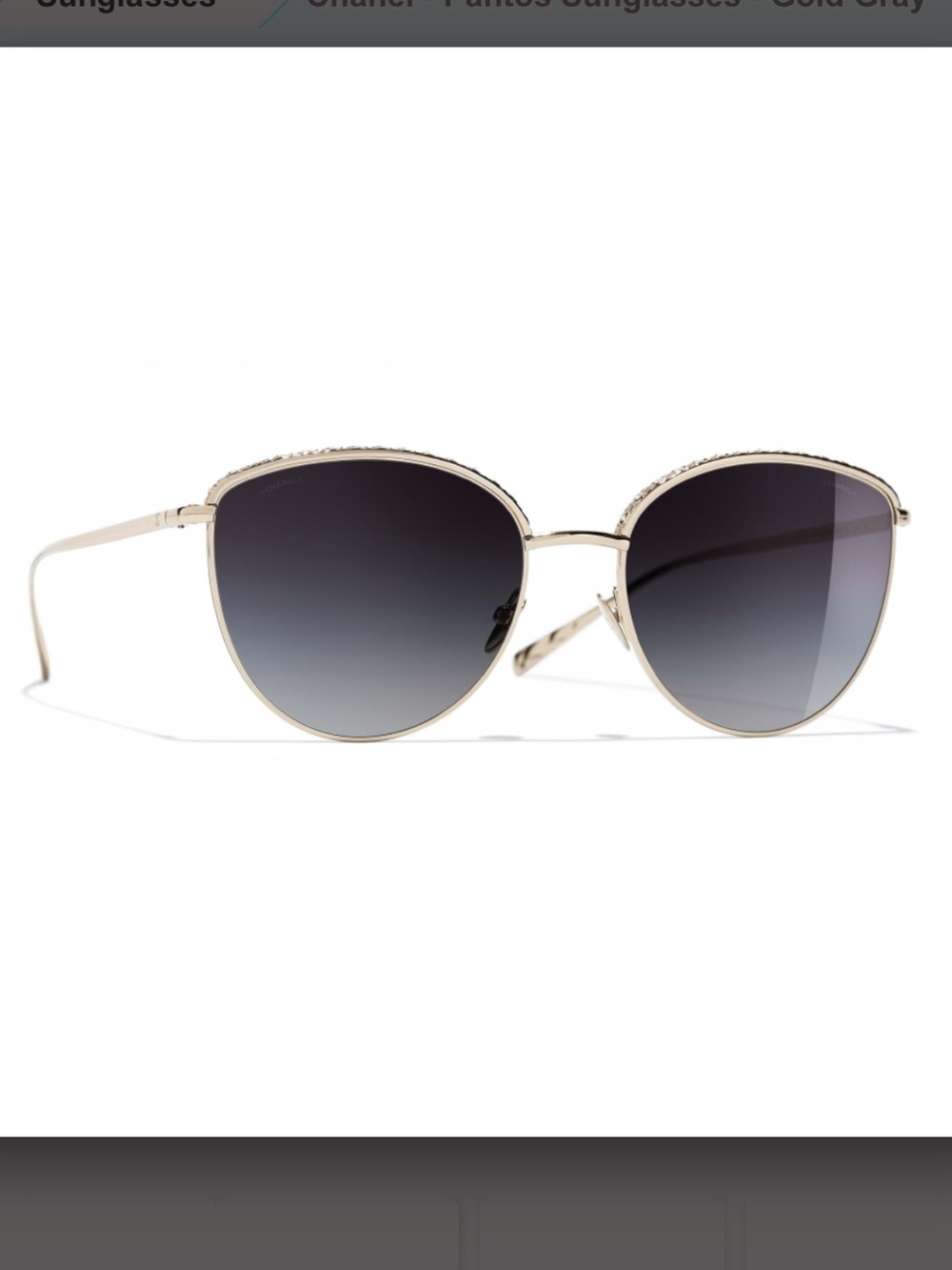 CHANEL Gold crystal Frame Sunglasses with Gradient Lenses